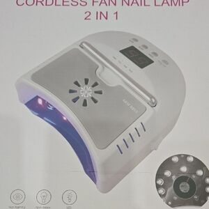 White and Gray Cordless Fan Nail Lamp